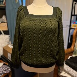 Women's Green Cable Knit Sweater by Suzanne Betro